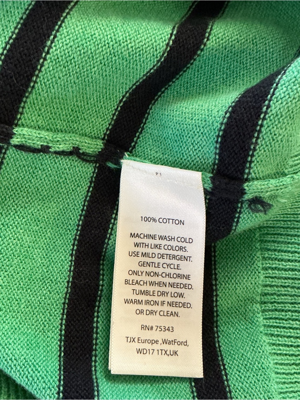British Khaki Teal and Black Striped V-Neck Sweater Size L - Picture 7 of 7